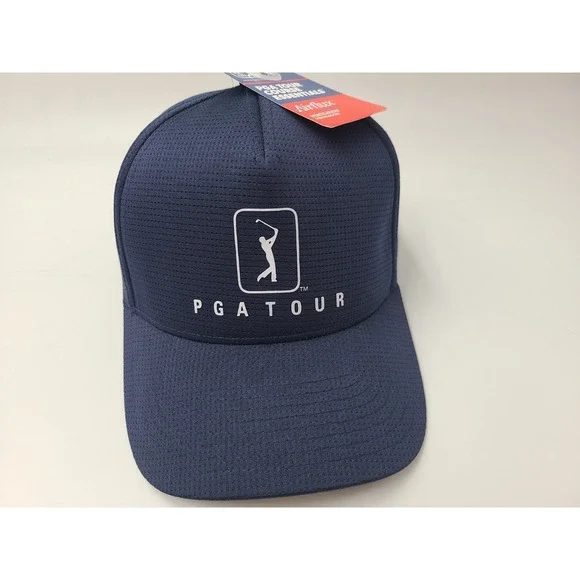 PGA Tour Golf Airflux Adjustable Hat Cap Polyester Casual Logo‎ Men Women Blue