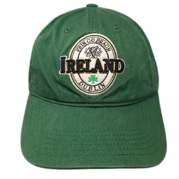 Green Baseball Cap One Size Ireland Dublin Shamrock Embroidered Hat Slideback