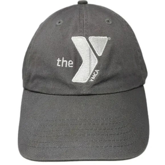 Baseball Cap Gray One Size YMCA Logo Adjustable Slideback Cotton Twill Hat