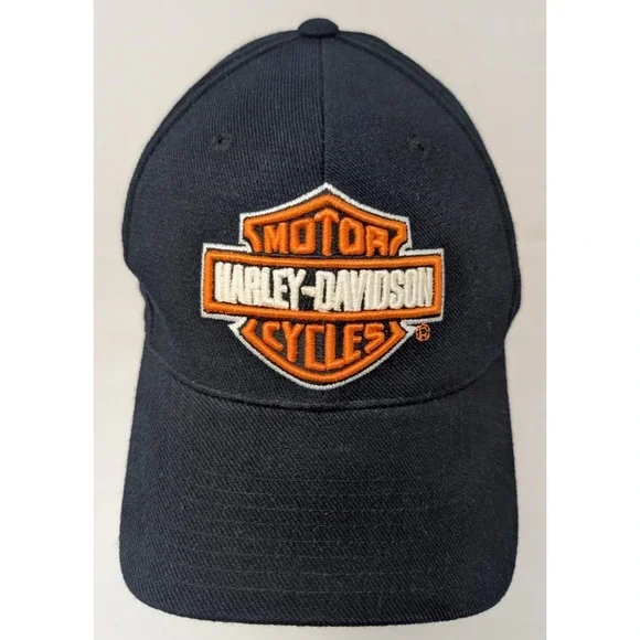 Vintage 90s Harley‎ Davidson Fitted Baseball Cap Hat Black 7 1/2 American Needle