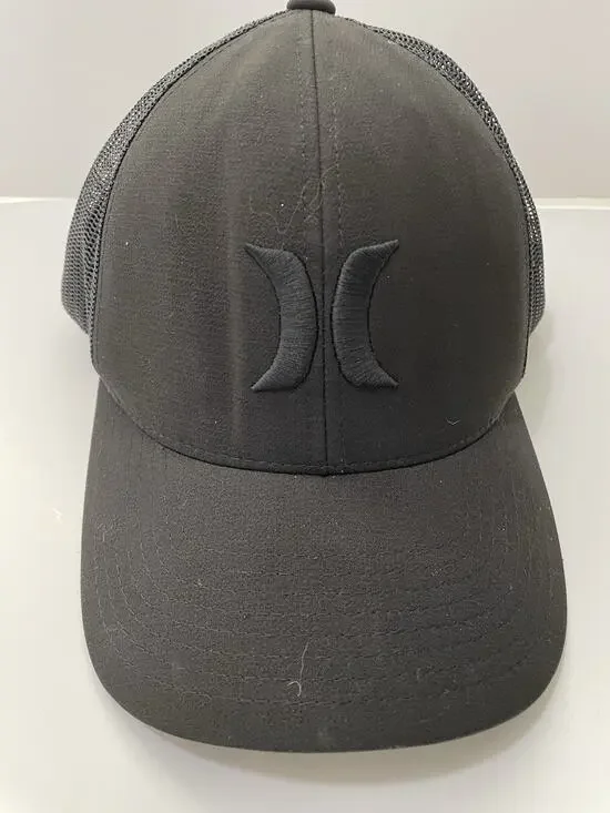 Hurley Black Trucker Hat Cap Tonal Logo Mesh Back SnapBack One Size