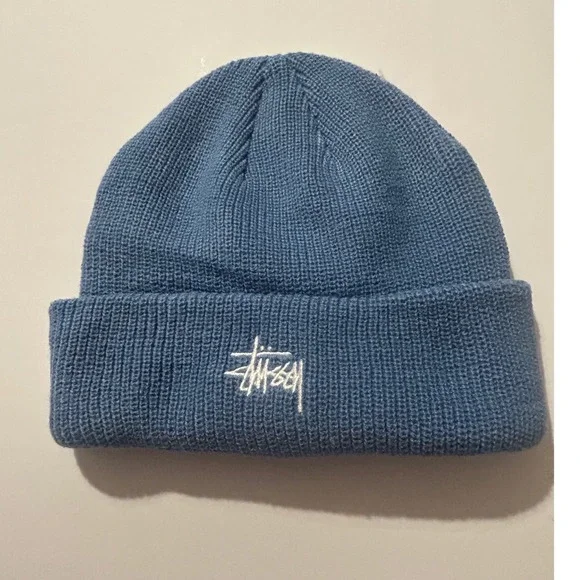 Stussy Stock Cuff Beanie Bundle Blue & Orange Red Knit Hat Set NWT Streetwear
