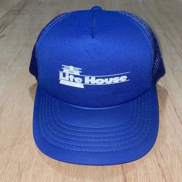 Vintage The Lite House Blue Trucker Mesh SnapBack Baseball Hat Cap‎