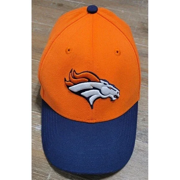 Denver Broncos NFL Hat Cap FlexFit New Era Orange 39Thirty Child Youth Logo Back
