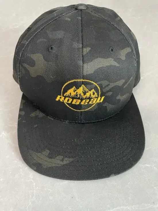 Robeau Mountain Logo Camo SnapBack Hat Yupoong Classics One Size Adjustable