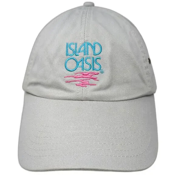 Island Oasis Baseball Cap Gray One Size Slideback Frozen Beverages Graphic Hat