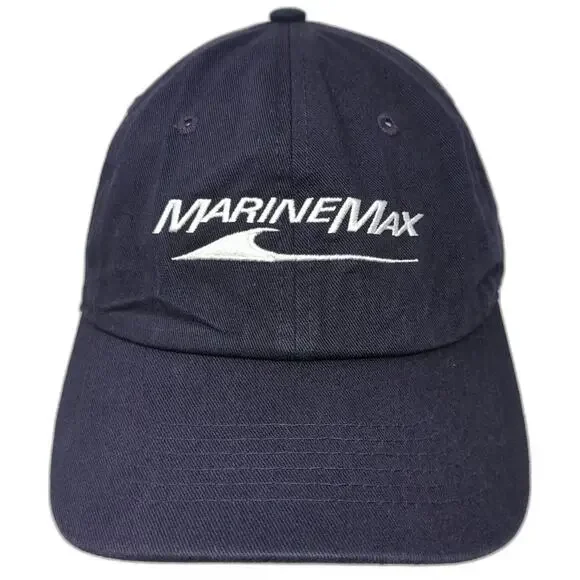 MarineMax Boat Yacht Blue Baseball Cap One Size Slideback Hat Embroidered Logo
