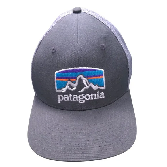 Patagonia P-6 Logo Trucker Hat Grey Mesh Snapback Cap NetPlus Brim Unisex Cover