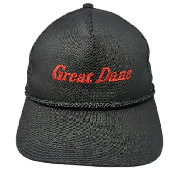 Gramling Trucker Hat Black One Size Great Dane Rope Mesh Snapback Green Brim