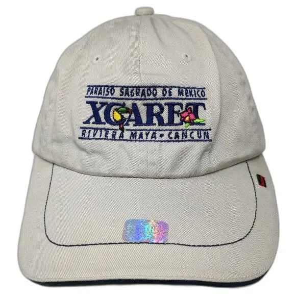 Xcaret Baseball Cap Beige OSFM Riviera Maya Cancun Mexico Toucan Slideback Hat