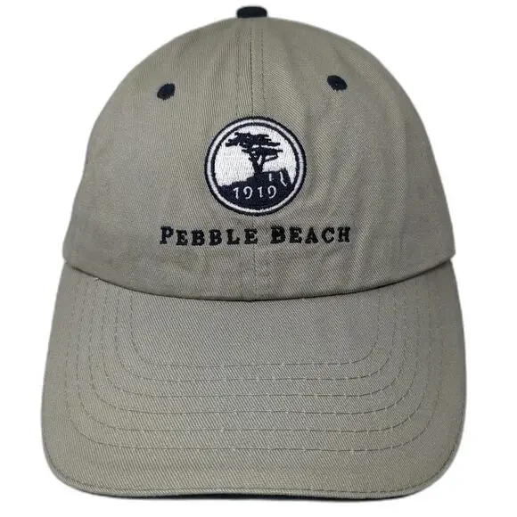 Pebble Beach Baseball Cap Beige One Size Hat 1919 Lone Cypress Golf Strapback