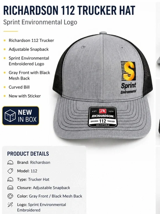 Richardson Sprint Environmental Gray and Black Trucker Hat