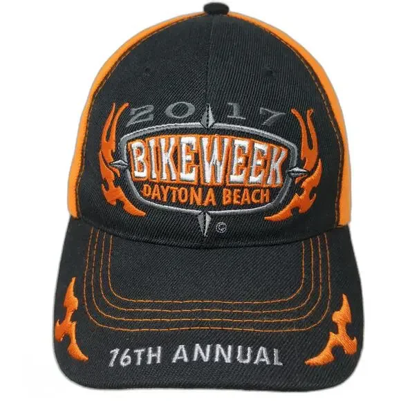 Capsmith Baseball Cap Black Orange One Size 2017 Daytona Beach Bike Week Hat