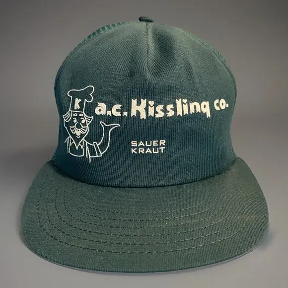 Vintage A.C. Kissling co. sauer kraut. green trucker hat Foam Breakdown