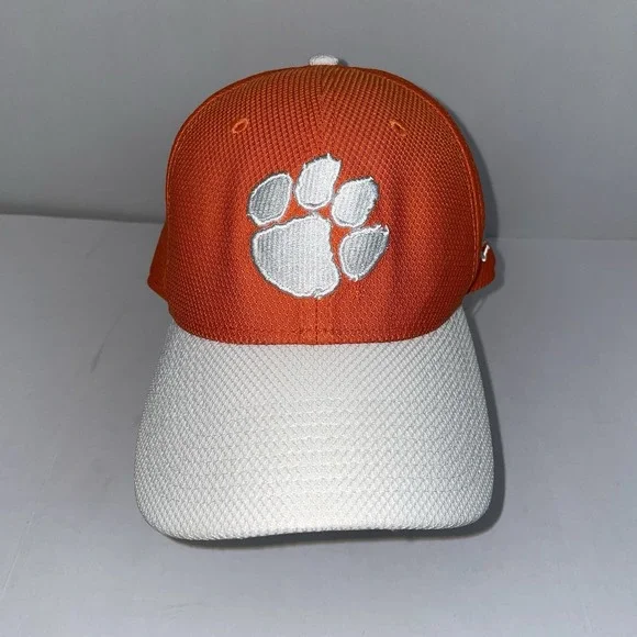 New Era 39THIRTY‎ Clemson Tigers Hat Orange White Mesh Stretch Fit Small Medium