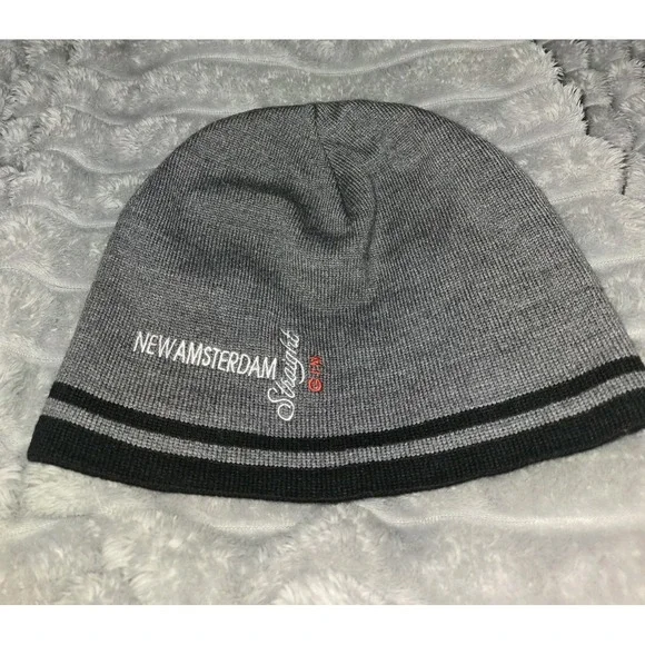 Port & Company New Amsterdam Gin Beanie‎ Gray Black Knit Hat CP93 Striped
