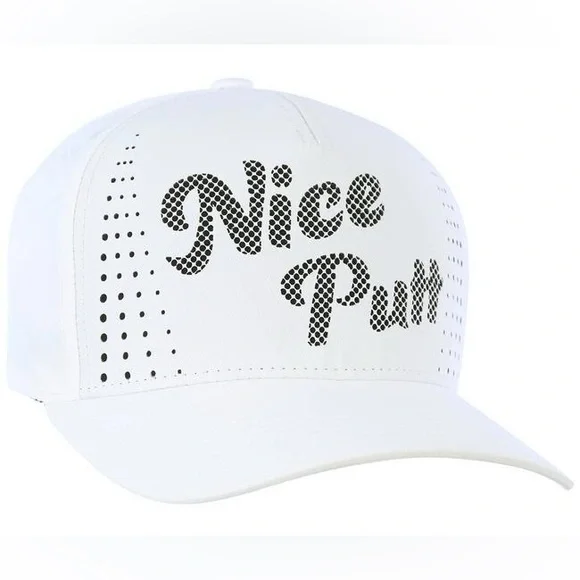NWT Mens Golf PGA Tour Pro Series‎ Perforated Nice Putt Hat Cap White