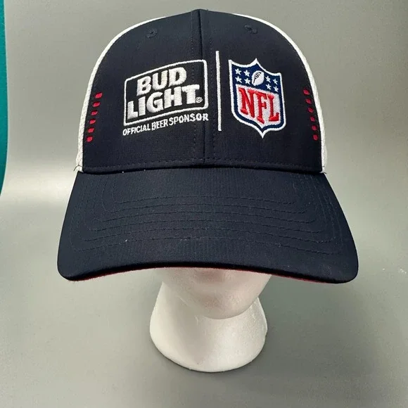 Bud Light‎ NFL Official Beer Sponsor Trucker Hat Navy Blue White Adjustable Cap