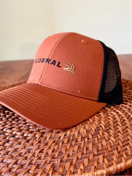 Federal Premium Ammo Rust Orange Black Mesh‎ Trucker Snapback Hat Outdoor OSFA