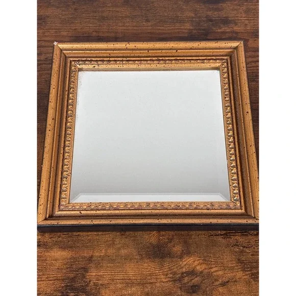 Robert-Grace Vintage Square Gold Ornate Beveled Wall Mirror 10.5in‎ Hollister CA