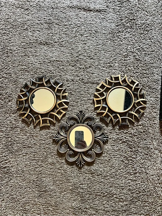 3-Piece Decorative Gold Accent Wall Mirror Set