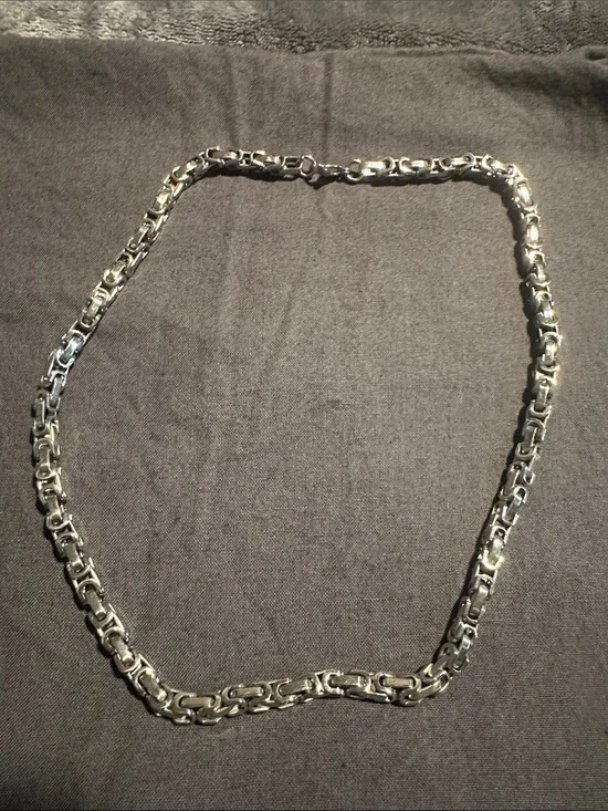 Mens Stainless Steel Byzantine link chain necklace