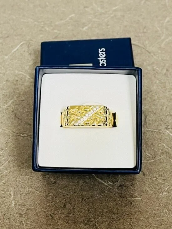 14 KT GOLD PLATED DESIGNER DIAMOND NUGGET RING SIZES 10