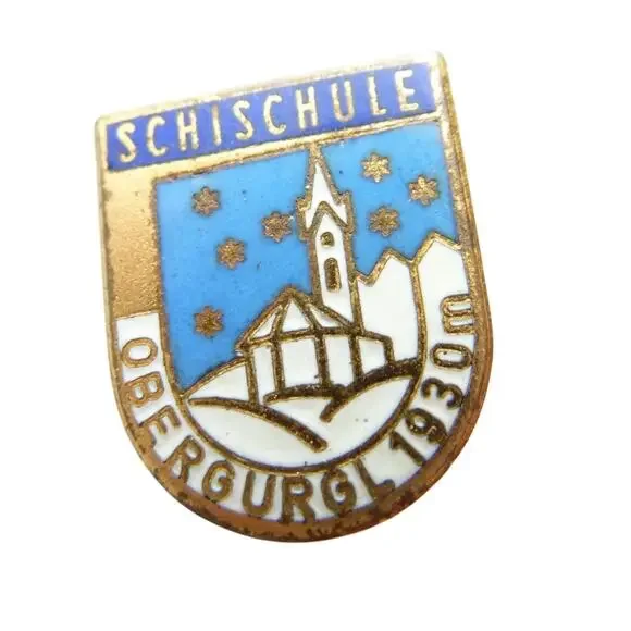 Vintage Schischule Obergurgl Ski School Hat Pin 1930m Austria Enamel Badge