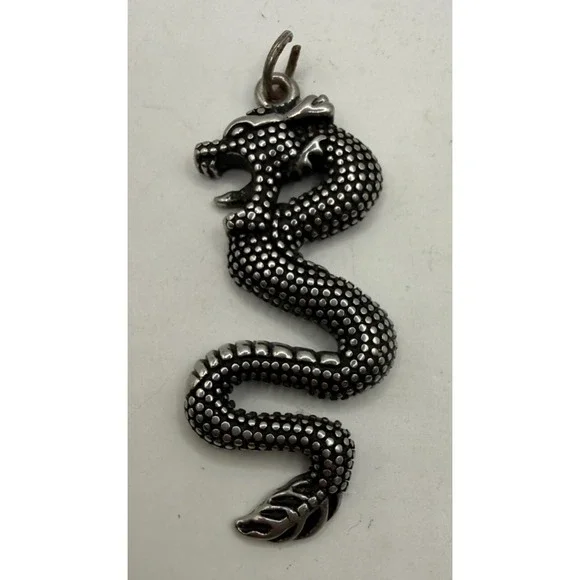 Controse Stainless Steel Wyrm Dragon Pendant Gothic Fantasy Reptile Charm