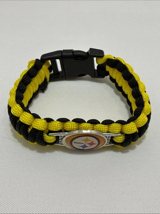 Black & Gold Steelers NFL Pittsburgh Braided Rope Wrist Bracelet