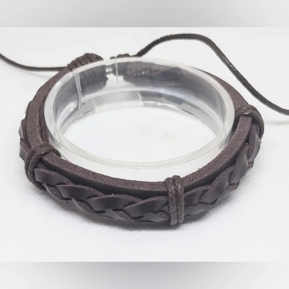 Men's Bracelet Leather Braided Brown New‎ f34