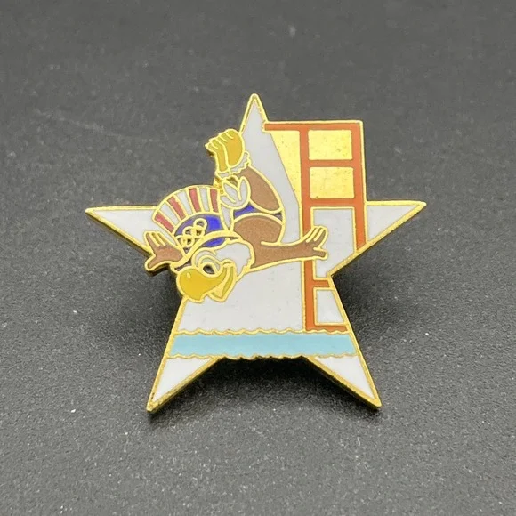 1984 Los Angeles Olympics Sam The Eagle Diving Event Star‎ Lapel Hat Pin