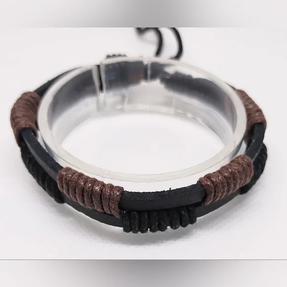 Black and‎ Brown Leather Bracelet f84