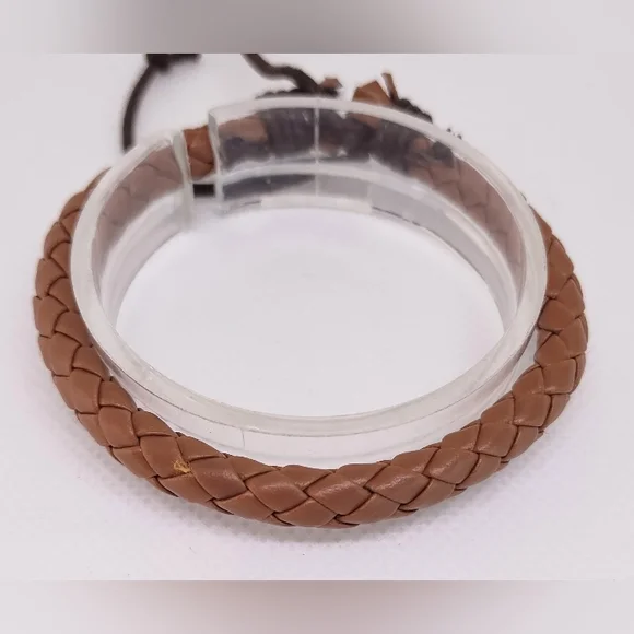 Men's‎ Bracelet Leather Braided Brown NEW f59
