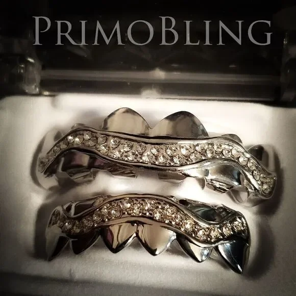 Silver Plated Wavy Hip Hop Grillz Set
