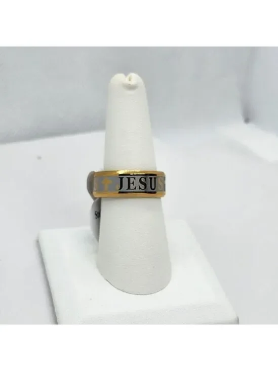 Brand New   Stainless Steel Jesus Cross Ring