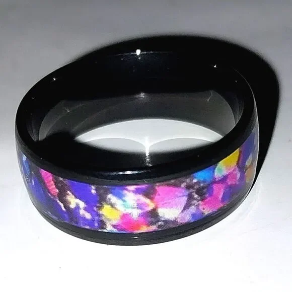Black Opal Inlay Ring sz 8