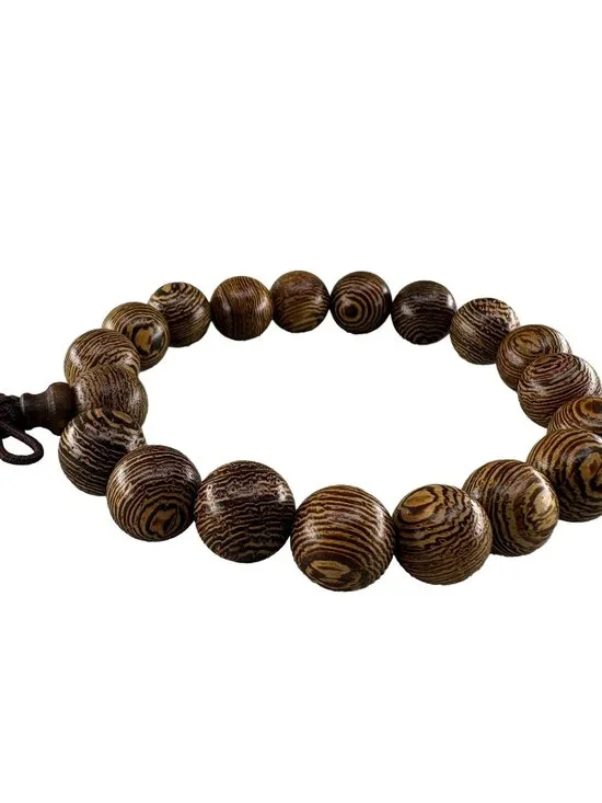 Natural Chicken Wing Wood Bead Bracelet 10mmx19 Partridge Wood Mala 9.2g