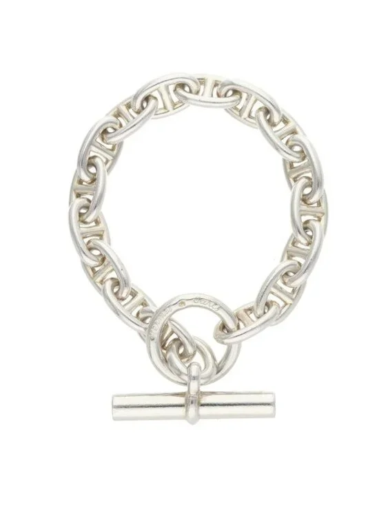 Hermes Chaine D'ancre MM Cursive Silver Bracelet