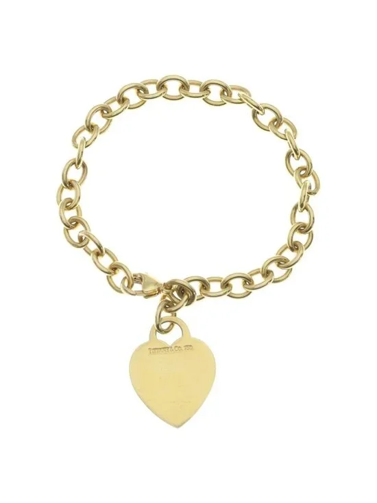 Tiffany & Co 18k Yellow Gold Return to Tiffany Heart Tag Chain Bracelet