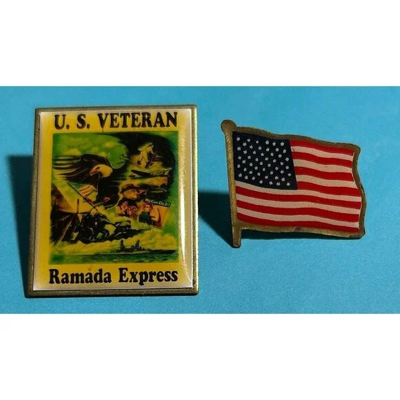 US Veteran Ramada Express Hotel  Lapel Pin Patriotic US MADE + Free US Flag pin