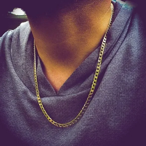 14k Gold Plated Flat Cuban Link Necklace