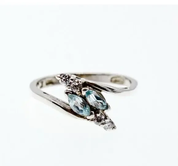 925 Sterling Silver Topaz & CZ Ring Size 7