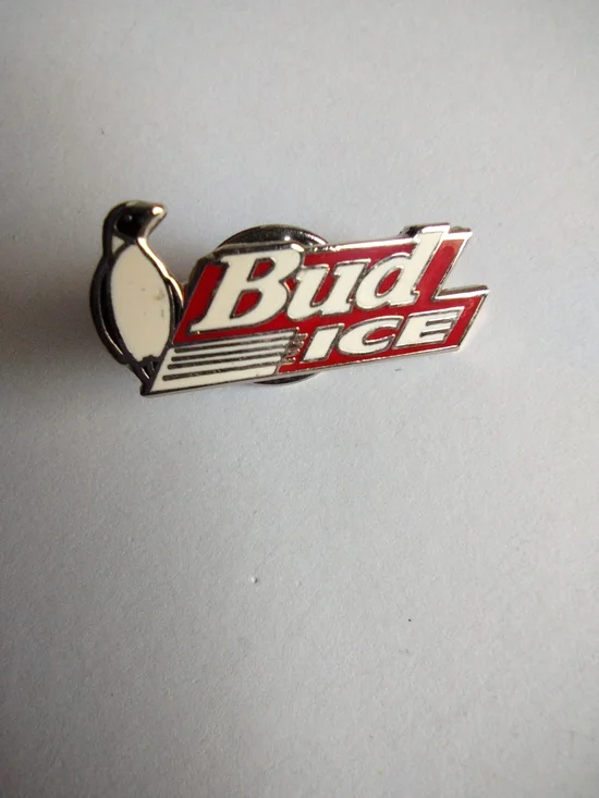 Vintage Bud Ice Enamel Metal Pin With A Penguin