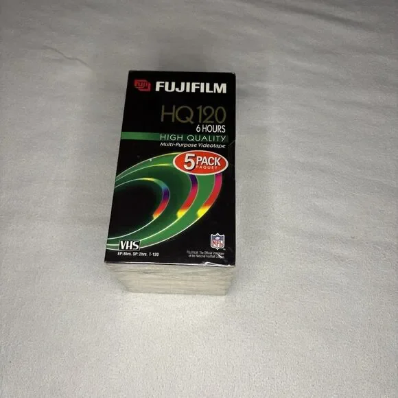 Fujifilm VHS Tapes Unisex OS Black New 5 Pack HQ120 6 Hour High Quality Sealed