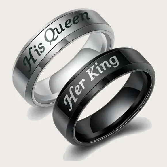 Her King/His Queen l Stainless Steel l Crown Ring set in Black & Silver l New
