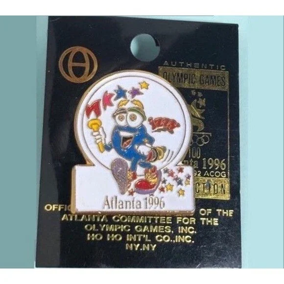 1996 Atlanta Centennial Olympic Games ,IZZY Torch Relay Lapel, Hat Mascot Pin