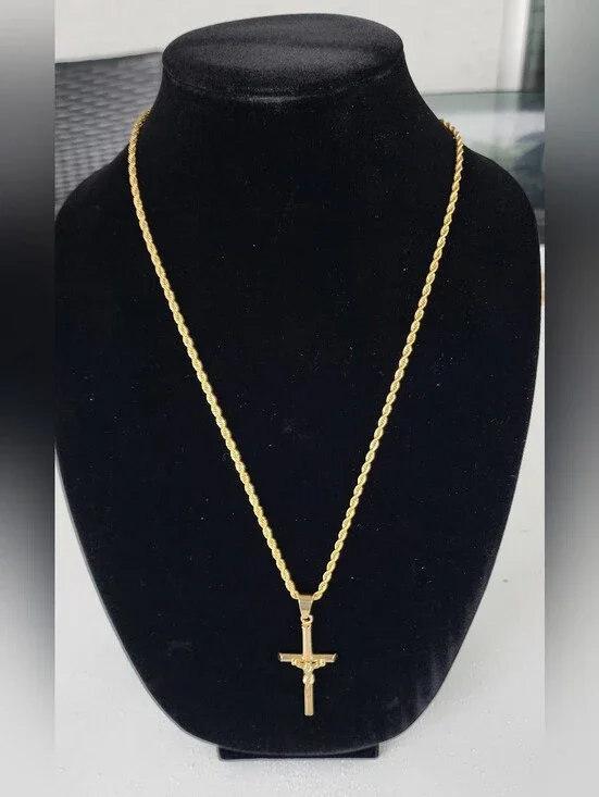 Gold Cross Pendant Necklace For Men Or Women Jewelry