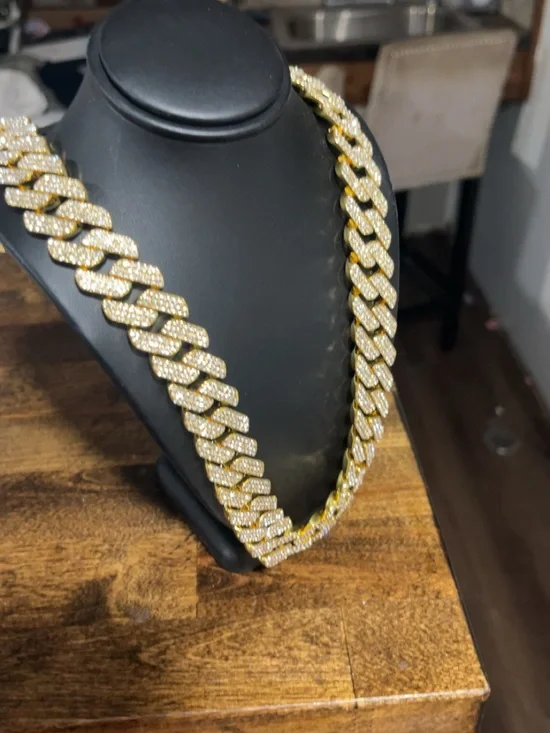 Moissanite Pass Diamond Test Gold & Rose Gold 3 set Cuban Link Necklace for Men