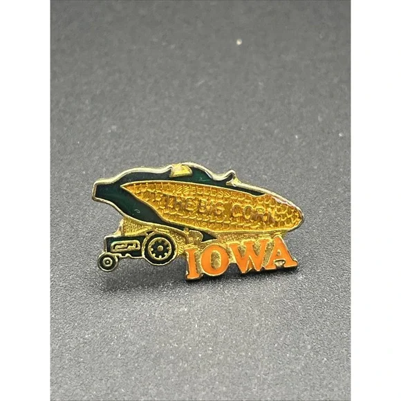 Vintage State‎ Of Iowa The Big Corn Tractor Lapel Hat Pin